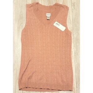 Chico's 3 Cable Knit Sleeveless Tank Style Sweater‎ Size XL Dust Rose Mauve NWT
